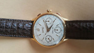 Eberhard 18K Monopusher Chronograph Tricompax solid gold, Valjoux 65