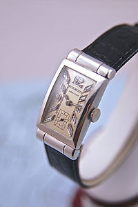 Vintage Hamilton Grade 982 19J Platinum Diamond Dial Deco Curved Hooded Lugs++++
