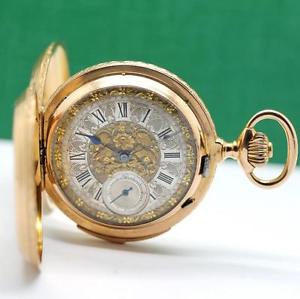 MONTANDON LOCLE MINUTE REPEATER GOLD/SILVER DIAL 18K SOLID GOLD POCKET WATCH
