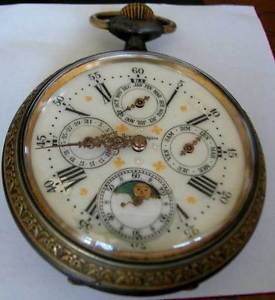 GIRARD PERREGAUX HUGE MOONFACE WITH CALENDAR ANTIQUE POCKET WATCH