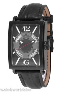 Gevril Men's 5050 'Avenue of America' Automatic Black Leather Date Watch