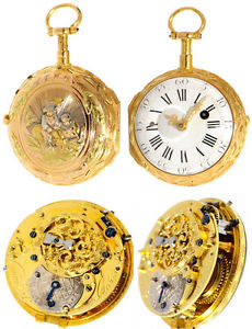A DECORATIVE "Á QUATRE COLEURS" JEAN ROMILLY 21K GOLD VERGE QUATER REPEATER