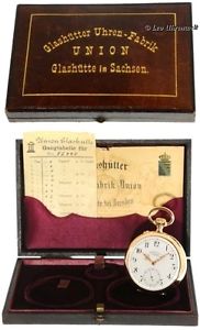 GROßARTIGE UHRENFABRIK UNION 14K GOLD HERRENUHR MIT KOMPLETTEM ORIGINAL-ZUBEHÖR