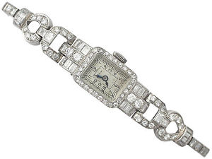 Vintage 3.35 ct Diamond and Platinum Cocktail Watch by Cervin - Circa 1940