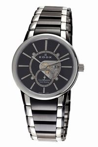 Edox Men's 72011 357N NIN Les Bemonts Black Hand Winding Stainless Steel Watch