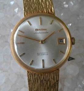 BULOVA AMBASSADOR AUTOMATIC GOLD WATCH AND 18K BRACELET-75 GRAMS