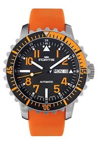 Fortis Men's 670.19.49 SI.20 Marinemaster Automatic D/Date Orange Silicone Watch