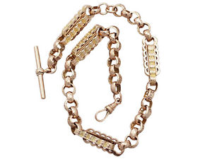 Antique 9 ct Yellow Gold and 9 ct Rose Gold Watch Chain - Circa 1900