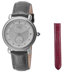 GV2 by Gevril Women's 9834 Marsala- Sub Eye Mother of Pearl Black Leather Watch