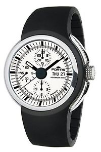 Fortis Men's 661.20.32 K Spaceleader Automatic Chrono Black Silicone Band Watch