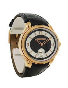 Davidoff Very Zino 20327 Women's Black Oval Analog 18K Gold Alligator Watch