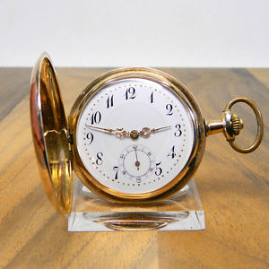 FILS DE L. BRAUNSCHWEIG & CIE 14K 585ER GOLD GROSSE SAVONETTE TASCHENUHR SCHWEIZ