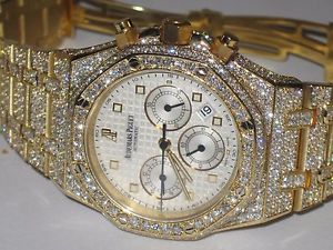 Mens Audemars Piguet Royal Oak Chronograph 18K Gold  ** Diamonds Everywhere **