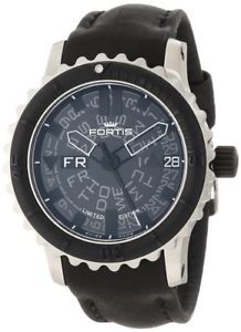 Fortis Men's 675.10.81 L.01 B-47 Big Black Automatic Black Leather Day Date Watc