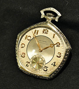 VERY RARE Gruen Pentagon 50th Anniversary Pocket Watch SOLID GOLD No 131 1924/30