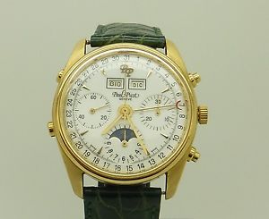 18K SOLID GOLD PAUL PICOT CHRONOGRAPH TRIPLE CALENDAR MOONPHASE VALJOUX 88
