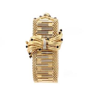 14k Yellow Gold Geneva Flip Top Tassel Dress Watch w/ Diamonds & Sapphires