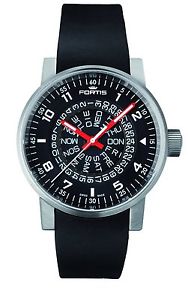 Fortis Mens 623.10.51 SI.01 Spacematic Classic Black Automatic Day Date Watch