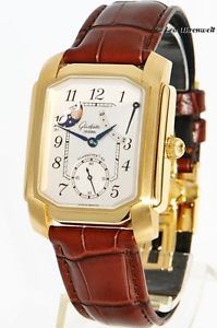NEUWERTIGE GLASHÜTTE ORIGINAL 1845 KARREE "AUF UND AB" 18Kt GOLD HERRENUHR