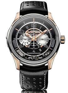 AMVOX Black Dial 18kt Rose Gold Black Leather Men's Watch
