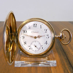 FRANÇOIS AUDEMARS SELTENE 14K GOLD SAVONETTE TASCHENUHR HUNTER CASE POCKET WATCH