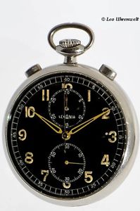 A RARE LEMANIA CHRONOGRAPH WITH TWO PUSHERS CALIBER 15TL, MILITARY STYLE