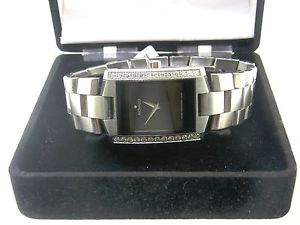 Stunning Movado Eliro Watch Black Dial 26 Genuine Diamond Bezel Steel 0604419