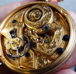MUSEUM Chinese Qing Dynasty gild silver&enamel Duplex watch and wood&jade chest