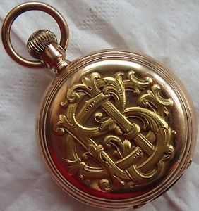 Triple Date & Moon Phase Pocket Watch dual face 18K solid gold hunter case