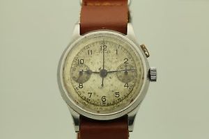 Angelus Cal 210 Chronograph Watch, Mono Pusher, 1940's Military Fixed Lugs