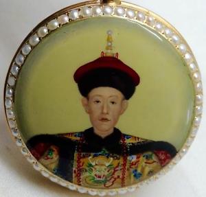 MUSEUM historic Chinese Qing Dynasty Verge Fusee Calendar Enamel&Pearls watch