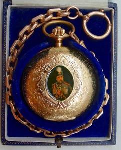System Glashutte A1 GRADE CHRONOMETER gold&enamel watch.Persian King Mozaffar