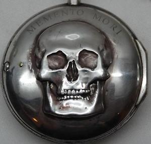 MUSEUM Sweden Silver Verge Fusee Doctors Skull Memento Mori watch J.Hovenschiold