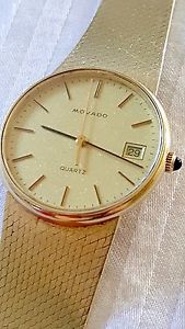 VTG MOVADO 14K SOLID GOLD MEN'S DRESS WATCH MESH BAND 55 GRAMS #660050116