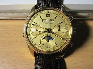VINTAGE, TOURNEAU TRIPLE DATE, TRIPLE REG. CHRONOGRAPH WRISTWATCH, V-88, G.F.