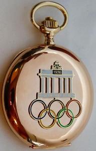 14k gold Deutsche Prazisions-Uhrenfabrik Glashutte watch c1936 Olympic Games