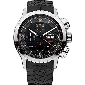 Edox Mens 01118 3 NO Chronorally 1 Analog Display Swiss Automatic Black Watch