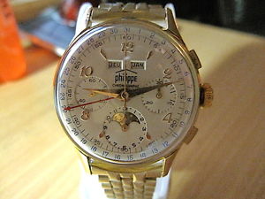 VINTAGE, PHILIPPE, 3 DATE, 3 REGISTER CHRONOGRAPH WITH MOON, WRISTWATCH, G.F.