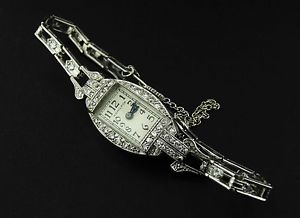 Vintage Ladies Hamilton Solid Platinum 1ct Diamond Watch Runs Winds 6.25" W036