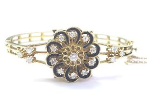 Fine Blue Enamel Diamond Yellow Gold Lucerne Watch Bracelet 1.20Ct