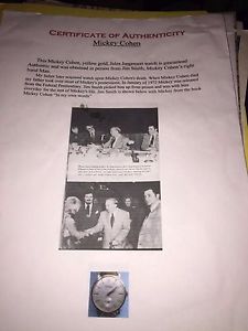 Mickey Cohen owned and worn Jules Jurgenson yellow gold watch COA from Jim Smith