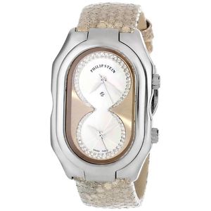 Philip Stein Womens 11-ICHW-PGGL Prestige Diamond Dial Gold Python Strap Watch