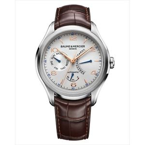 Baume and Mercier Clifton Silver Dial Brown Leather Mens Watch MOA10149