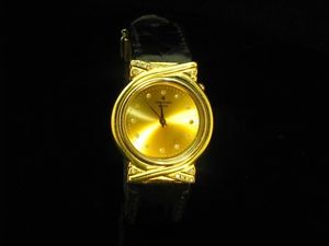 Junghans MEGA Edition Damen-Funkuhr in 585er Gelbgold mit Diamantbesatz