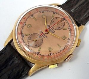 EXACTUS VINTAGE CHRONOGRAPH....HAND-WIND....18K ROSE GOLD....MINT CONDITION