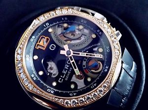 CLERC ODYSSEY DIAMOND 18K ROSE GOLD RETROGRADE CHRONOGRAPH WATCH