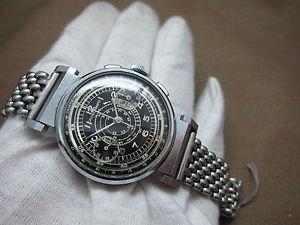 Vintage Art Deco Chronograph 1940s Telemeter Gilt Dial
