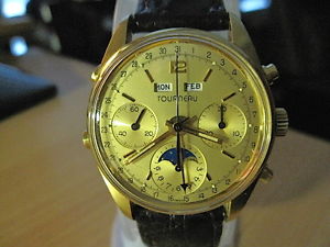 VINTAGE, TOURNEAU TRIPLE DATE, TRIPLE REG. CHRONOGRAPH WRISTWATCH, V-88, G.F.