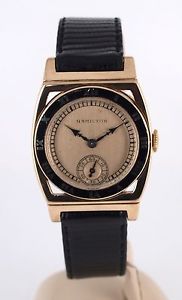Hamilton Piping Rock vintage 1937 14k solid gold watch with enamel bezel