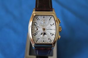 DELMA KLONDIKE TONNEAU LIMITED EDITION 18K GOLD CHRONOGRAPH SWISS WATCH